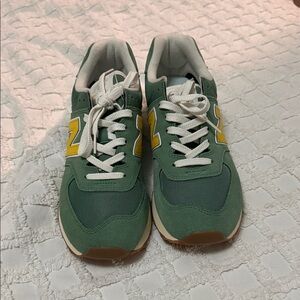 New Balance 574 Green and Yellow Sneakers